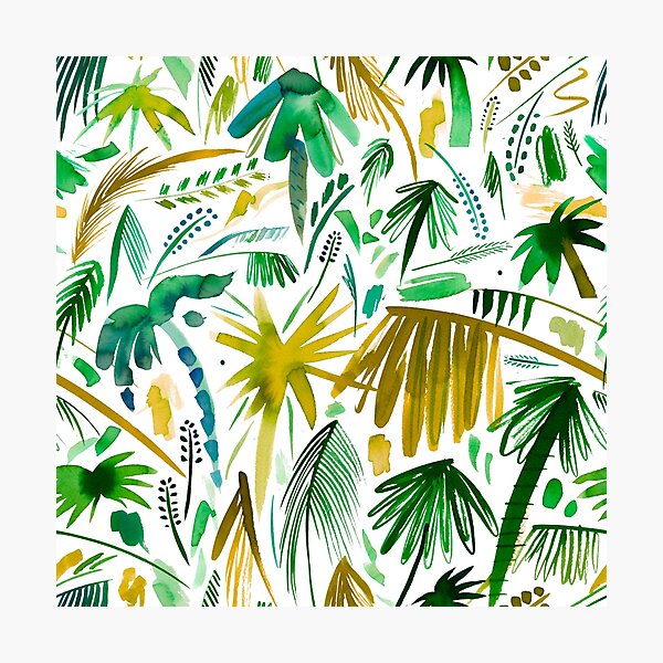 Tropical Brushstrokes Palms Green Photographic Print