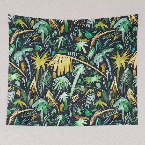 Item preview, Tropical Brushstrokes Palms Dark Green designed and sold by ninoladesign.