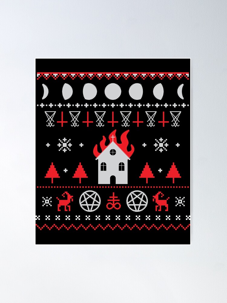 Burning Church Ugly Sweater Poster for Sale by Eugen Maevsky Redbubble