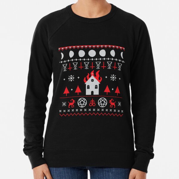 Item preview, Burning Church Ugly Sweater designed and sold by Eugen Maevsky.