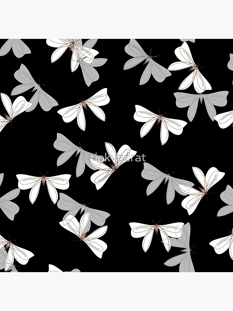 Moths - Gray, White on Black by tiokvadrat