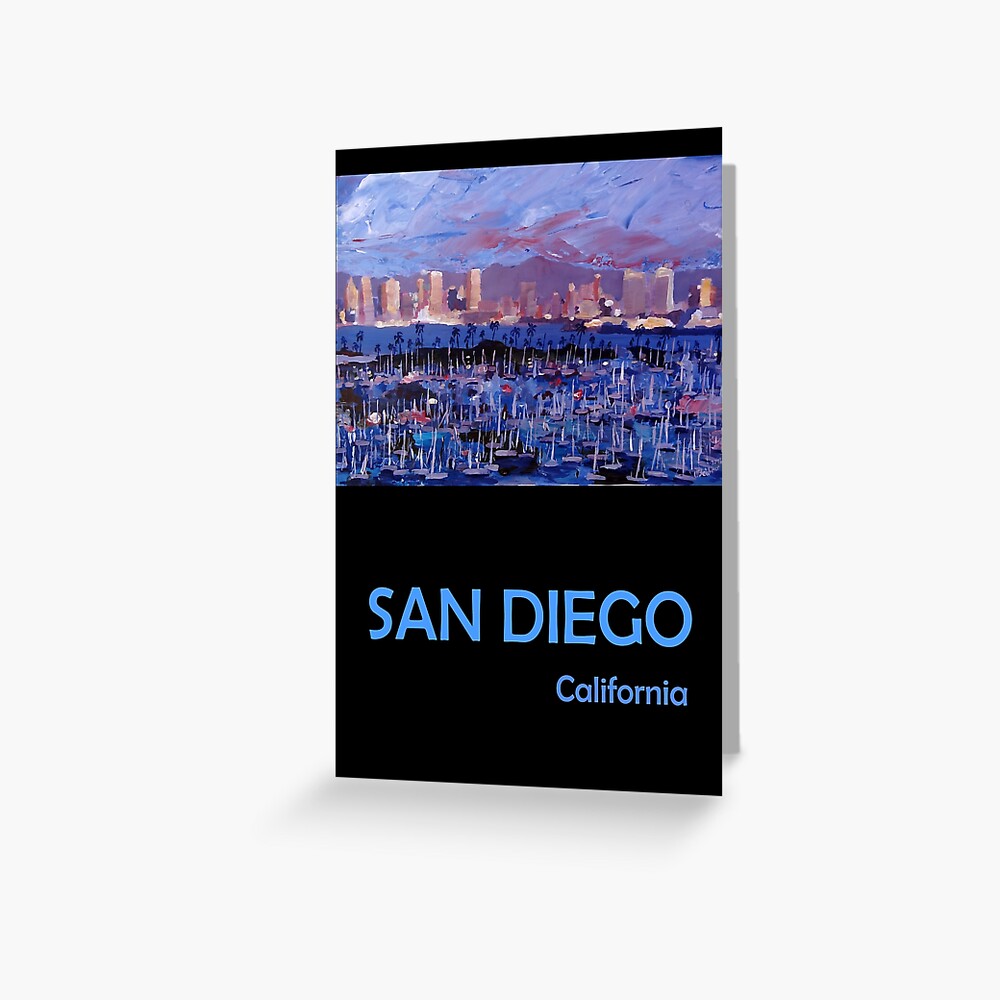 "San Diego California Retro Travel Poster " Greeting Card for Sale by