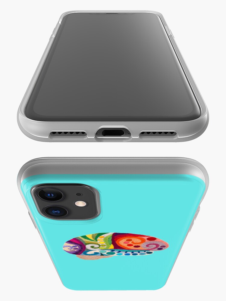 Alternate view of Flow Brain - Embroidered Look - A sampler of stitches highlighting the Cerebral lobes iPhone Case & Cover