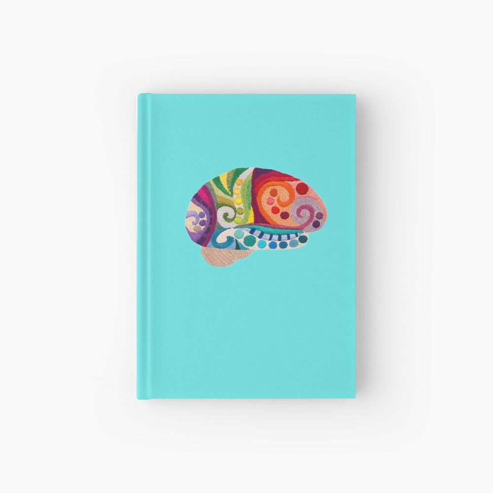Flow Brain - Embroidered Look - A sampler of stitches highlighting the Cerebral lobes Hardcover Journal