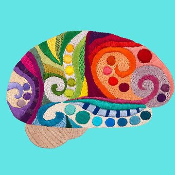 Embroidered Look - Rainbow Brain  Sticker for Sale by Laura Bundesen