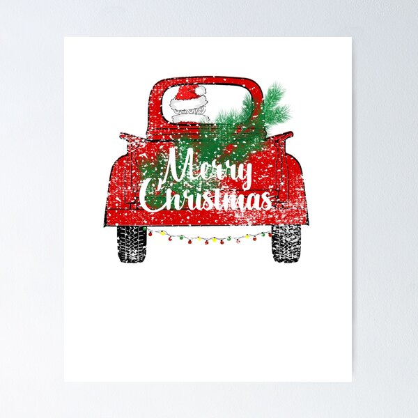 Item preview, Red Merry Christmas Vintage Red Santa Truck Sticker Shirt Mug Gifts designed and sold by RadicalDesigns.