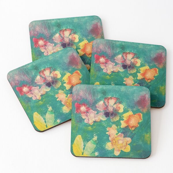 Item preview, Colorful abstract flowers in acrylic designed and sold by Diana Evensen.