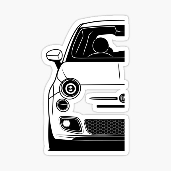 Fiat 500 Front Best Shirt Design Sticker