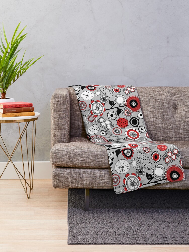 Red and gray throw blanket sale