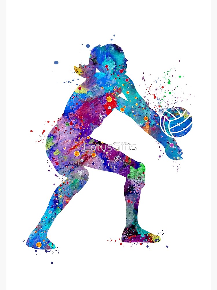 Discover Girl Volleyball Watercolor Painting Art Print Sports Gifts Premium Matte Vertical Poster