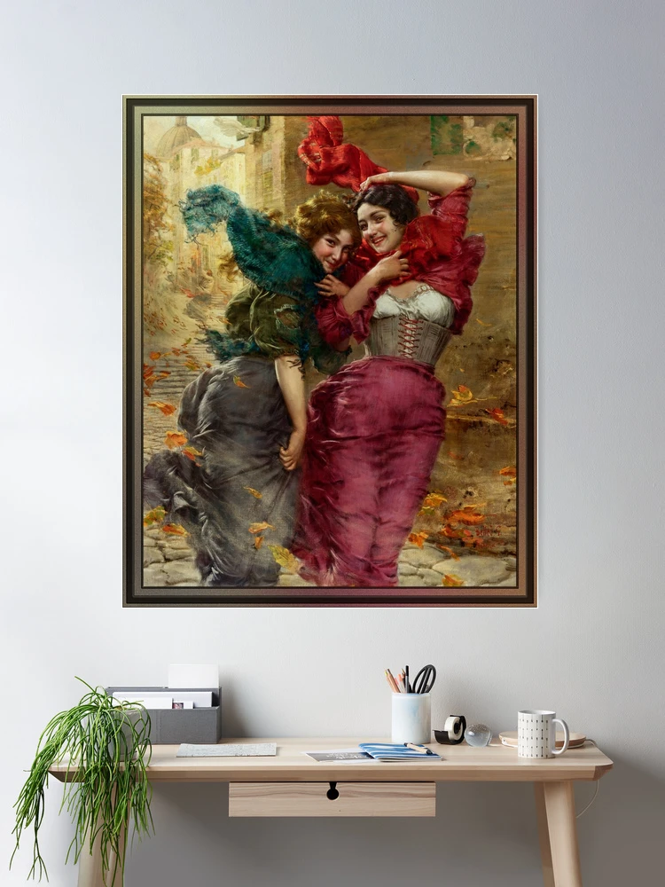 A Windy Day by Gaetano Bellei Vintage Art Reproduction Room Decor Poster Art Print