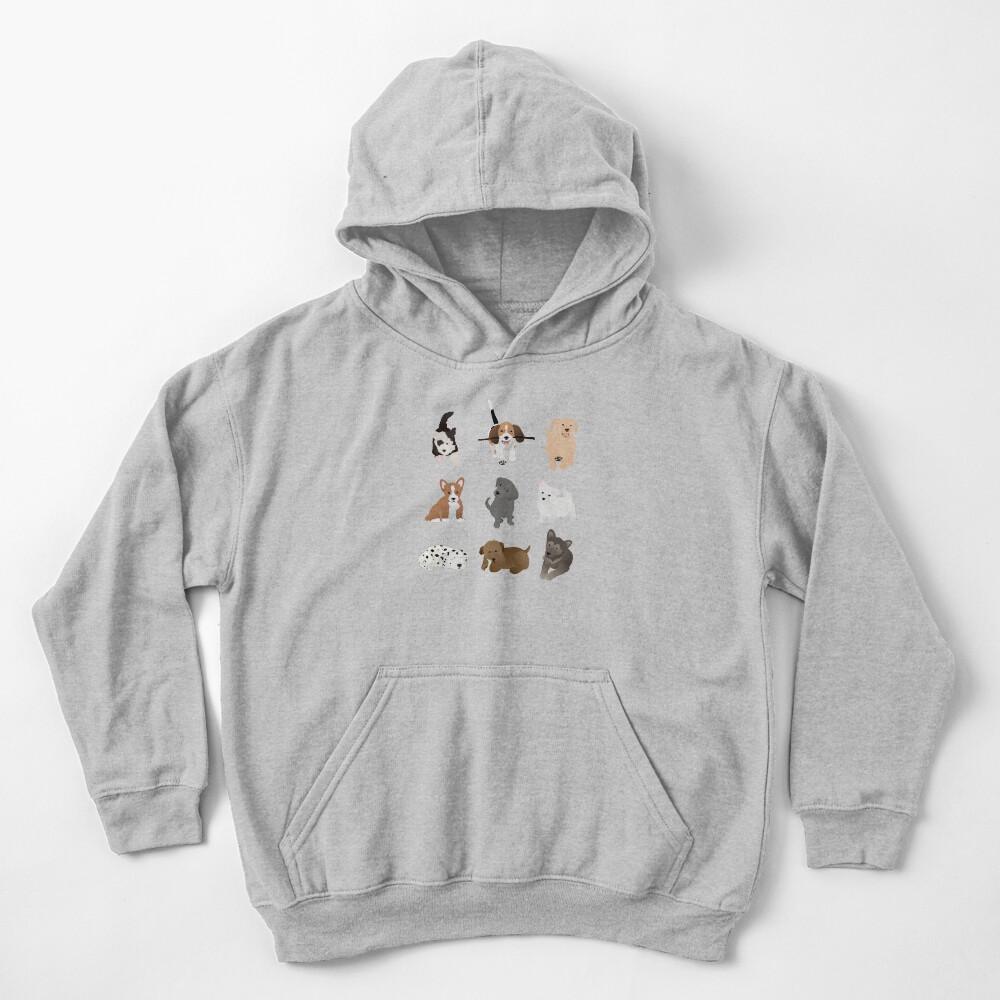 puppies (blue) Kids Pullover Hoodie