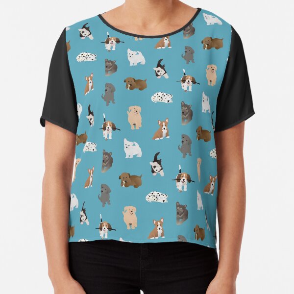 puppies (blue) Chiffon Top