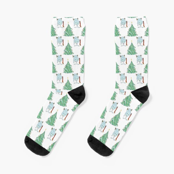 Christmas Yeti Pattern Socks