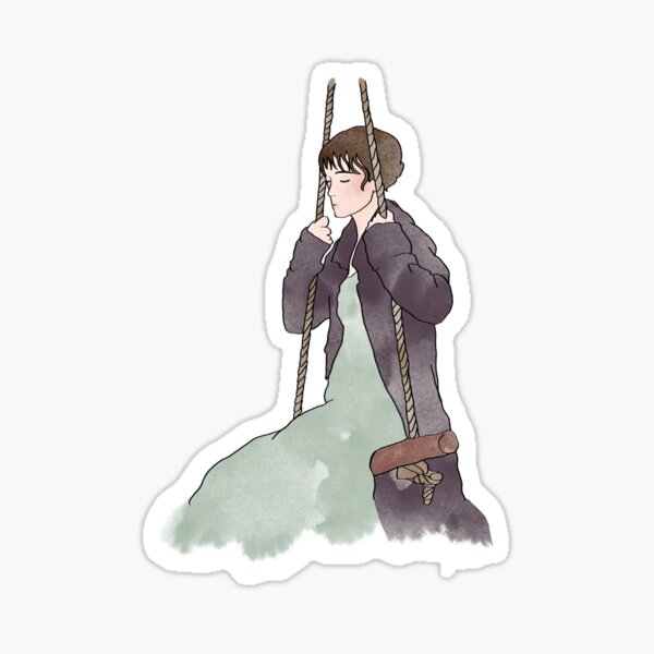 Elizabeth on a solitary swing Sticker