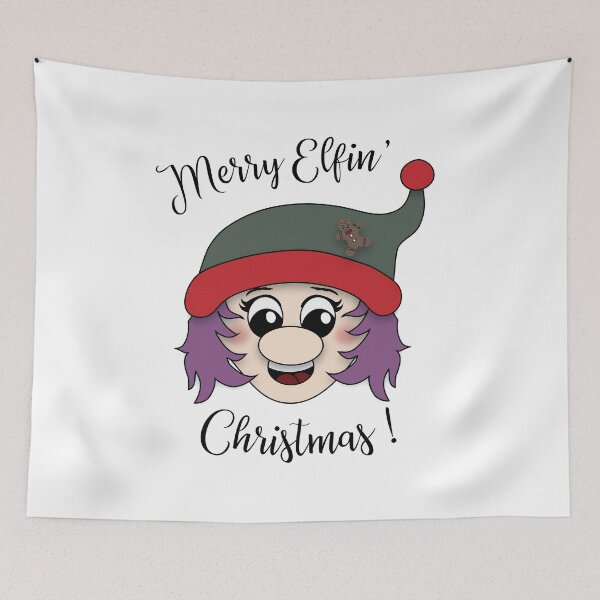 Item preview, Merry Elfin' Christmas Santa's Elf Girl Purple Hair Christmas Holiday designed and sold by DesignsofWhimsy.
