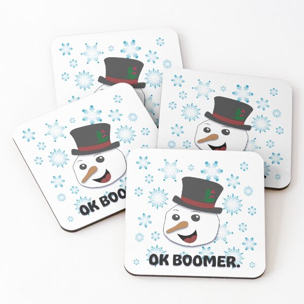 Item preview, Ok Boomer Snowman Holly Top Hat Snowflakes Christmas Holiday designed and sold by DesignsofWhimsy.