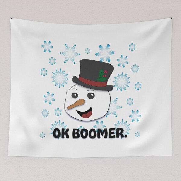 Item preview, Ok Boomer Snowman Holly Top Hat Snowflakes Christmas Holiday designed and sold by DesignsofWhimsy.