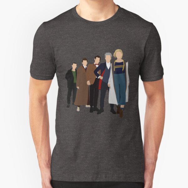 Doctor Who - All Five Modern Doctors (DW Inspired) - 9th, 10th, 11th, 12th and 13th Doctors Slim Fit T-Shirt