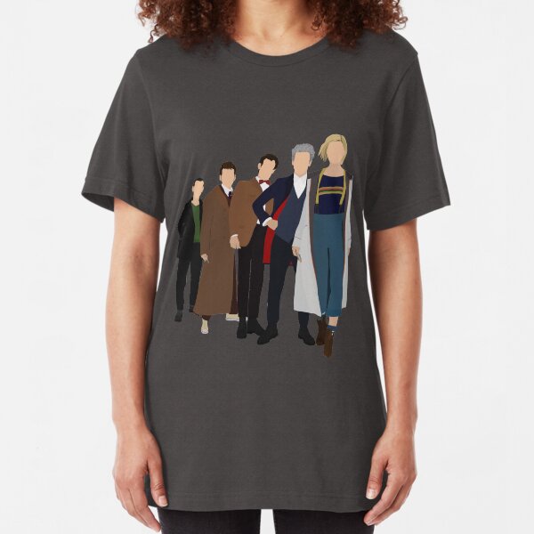 Doctor Who - All Five Modern Doctors (DW Inspired) - 9th, 10th, 11th, 12th and 13th Doctors Slim Fit T-Shirt