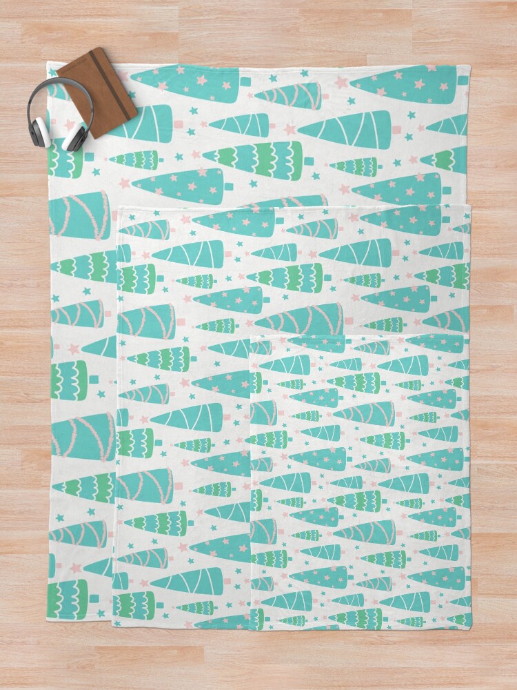 Alternate view of Pastel Christmas Tree Forest Throw Blanket