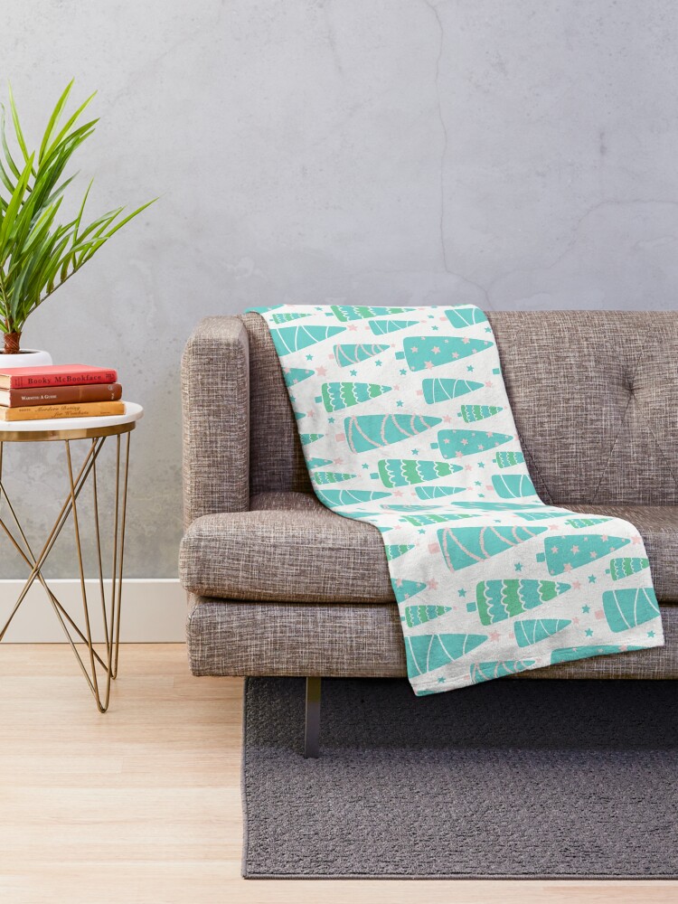 Alternate view of Pastel Christmas Tree Forest Throw Blanket