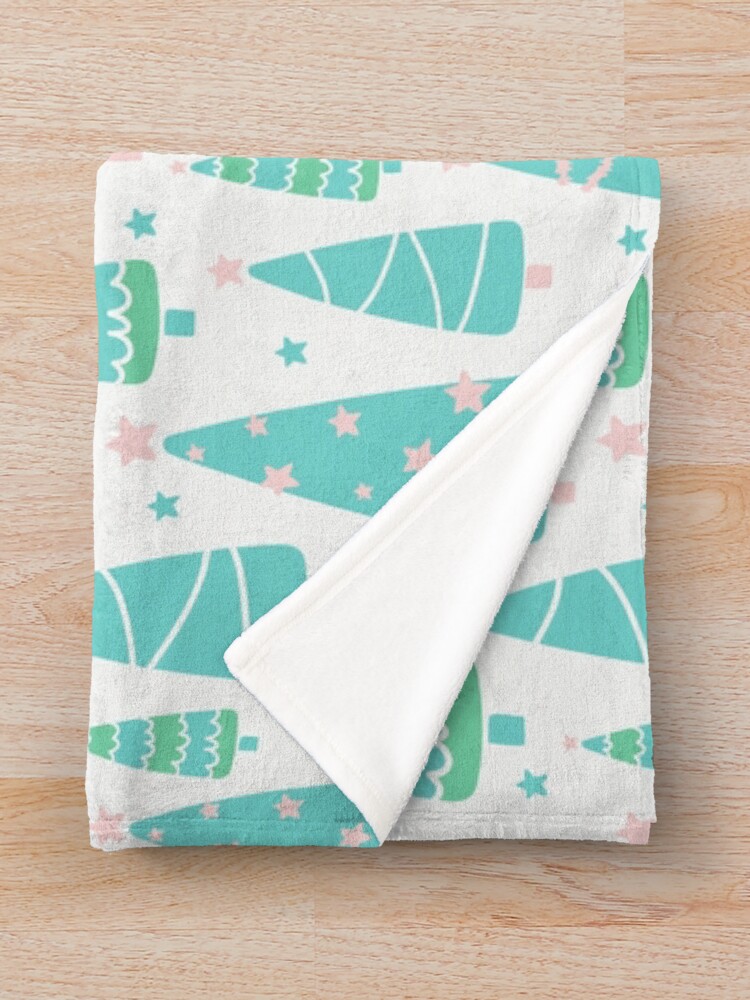 Alternate view of Pastel Christmas Tree Forest Throw Blanket