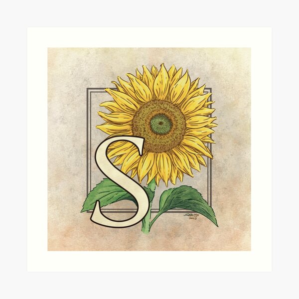 S is for Sunflower Art Print