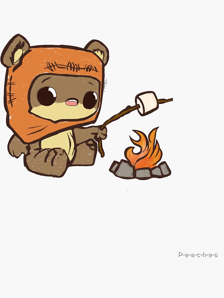 Thumbnail 3 of 3, Sticker, Teddy Bear by the Fire designed and sold by P-e-a-c-h-e-s.