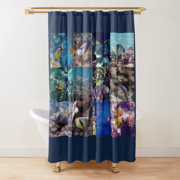 Colorful And Exotic Red Sea Underwater Collage Shower Curtain