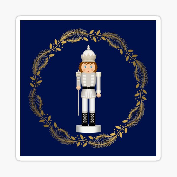 The Nutcracker Christmas Special - Toy King Nutcracker in Golden Christmas Wreath (Royal Blue) Sticker