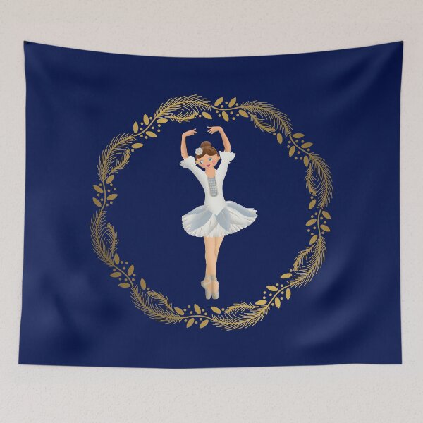 Item preview, The Nutcracker Christmas Special - Nutcracker Scene - Ballerina dance in Golden Christmas Wreath (Royal Blue) designed and sold by talgursmusthave.