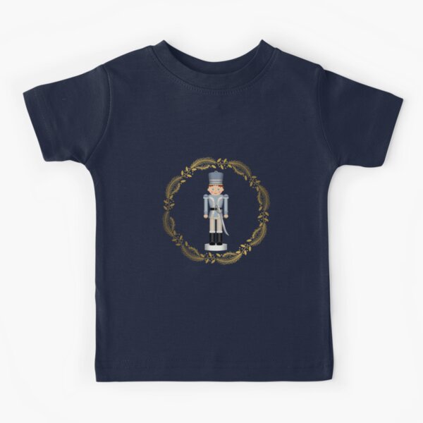 The Nutcracker Christmas Special - Toy Soldier Nutcracker in Golden Christmas Wreath (Royal Blue) Kids T-Shirt