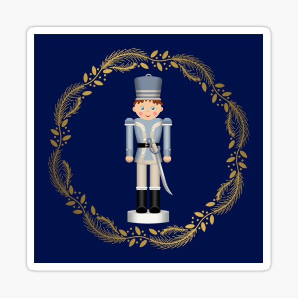 The Nutcracker Christmas Special - Toy Soldier Nutcracker in Golden Christmas Wreath (Royal Blue) Sticker