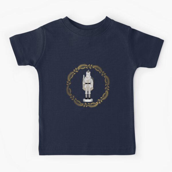 The Nutcracker Christmas Special - Mouse King Nutcracker in Golden Christmas Wreath (Royal Blue) Kids T-Shirt