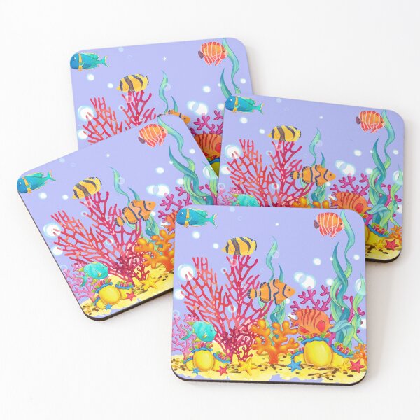 Item preview, Watercolor coral reef with fish Beautiful Underwater World designed and sold by mashmosh.