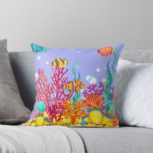 Item preview, Watercolor coral reef with fish Beautiful Underwater World designed and sold by mashmosh.