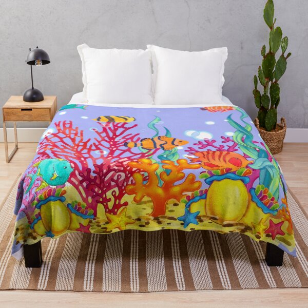 Item preview, Watercolor coral reef with fish Beautiful Underwater World designed and sold by mashmosh.