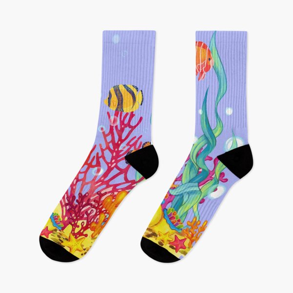 Item preview, Watercolor coral reef with fish Beautiful Underwater World designed and sold by mashmosh.