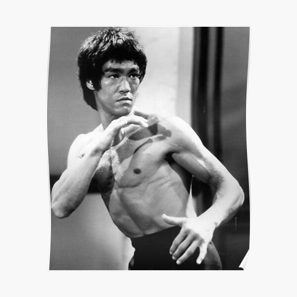 Bruce Lee 16 Poster Actor Film Motivation Hong Kong Quote Photo Black and White