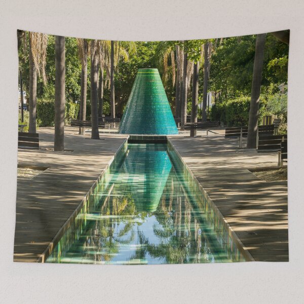 Item preview, Reflecting on Palms - Cool Conical Fountain at Parque das Nacoes in Lisbon Portugal designed and sold by Georgia Mizuleva.