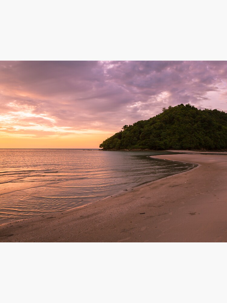Tropical island and paradise beach at sunset by Juhku