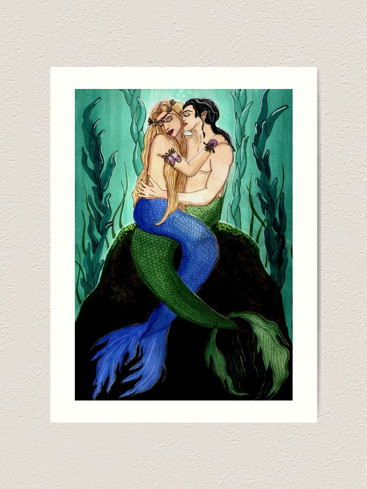 Thumbnail 1 of 3, Art Print, Devocean - Mermaid Fantasy Art designed and sold by CarolOchs.