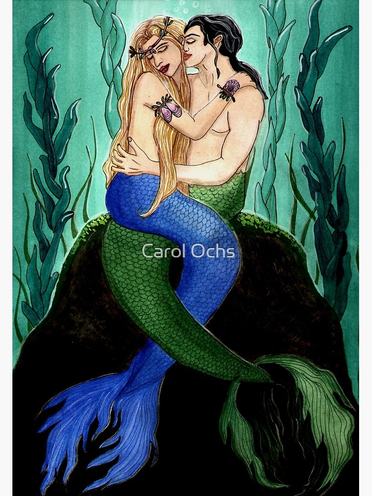 Thumbnail 3 of 3, Art Print, Devocean - Mermaid Fantasy Art designed and sold by CarolOchs.