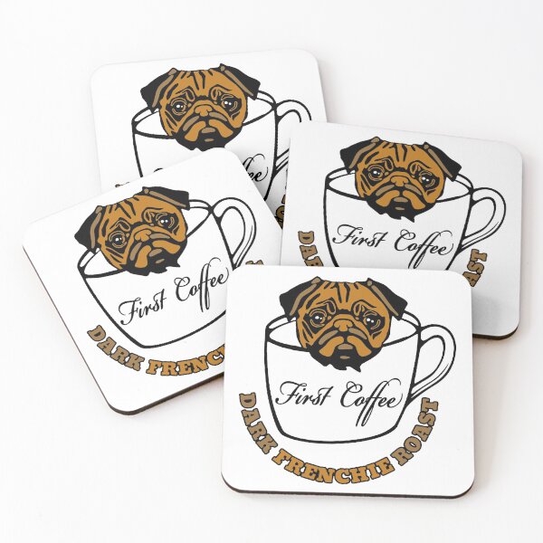 Item preview, Pug in Cup; First Coffee; designed and sold by StickerApe.