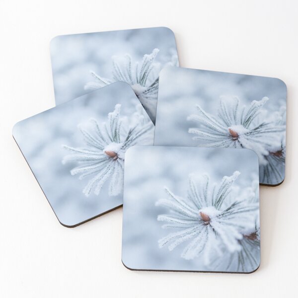 Item preview, Hoarfrost on conifer tree needles designed and sold by Juhku.