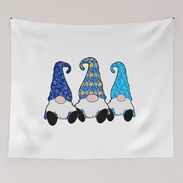 Item preview, 3 Hanukkah Gnomes Elves Cute Blue Dreidel Hats designed and sold by funnytshirtemp.