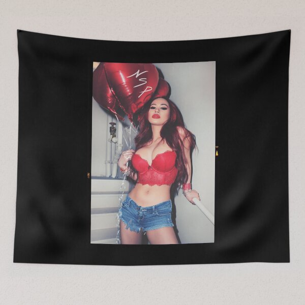 Item preview, Sexy Fashion Photography  - "Sexy Asian Girl with Red Hair with Red Heart Balloons - Modern Pinup" Featuring The Beautiful Model Yuni Kaye  designed and sold by Nico Simon Princely.
