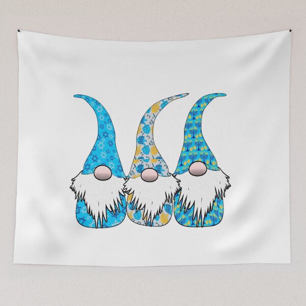 Item preview, 3 Hanukkah Gnomes Elves Cute Blue Dreidel Hats designed and sold by funnytshirtemp.
