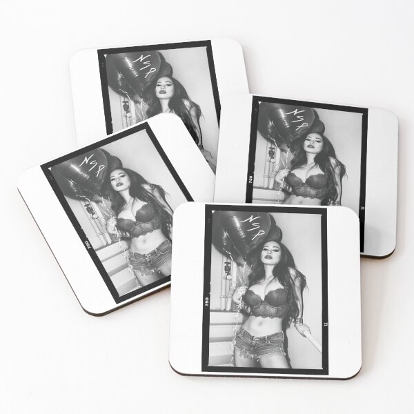 Item preview, Sexy Fashion Photography  - "Sexy Asian Girl with Red Hair with Red Heart Balloons - Modern Pinup" Featuring The Beautiful Model Yuni Kaye in Black & White designed and sold by Nico Simon Princely.
